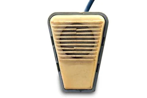 Old microphone with blue cable Stock Photos