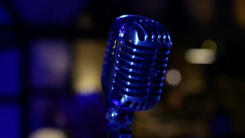 Old microphone in the club Stock Footage 85703063