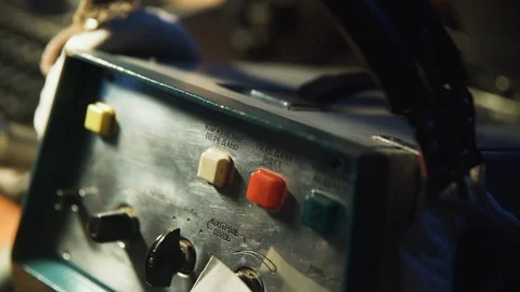 Old microphone for live broadcasting Video stock 127637706