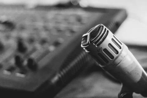 Old microphone in the Studio Stock Photos