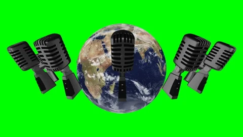 Old Microphone turn around the world - loop Stock-Footage 166281764