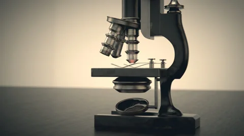 Old Microscope. Biology Science Antique Stock Footage 43018419