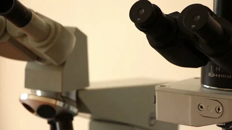 Old microscope diagonal panning Stock-Footage 61136769