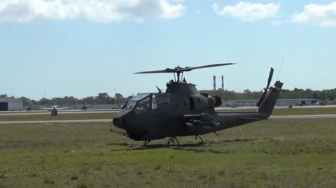 Old military attack helicopter Stock Footage 36462300