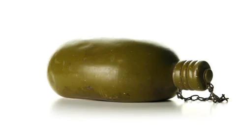 Old military flask on a white background loop Video stock 30787257