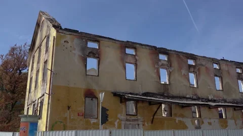 An old mill that burned down in Kranj, Slovenia Stock Footage 219943931