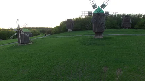 Old Mill on green grass in park Stock Footage 64067525