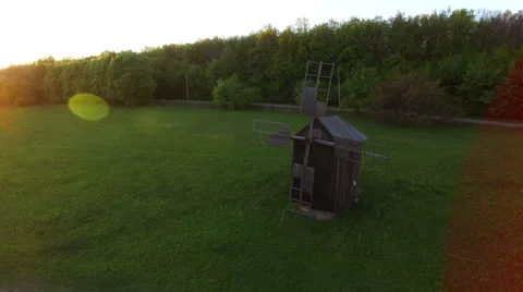 Old Mill on green grass in park Stock Footage 64067569