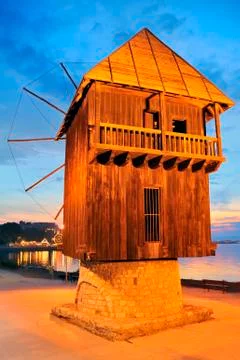 Old mill nesebar Stock Photos