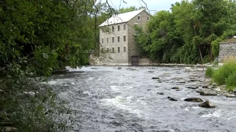 Old mill by the Rideau river Stock Footage 135770301