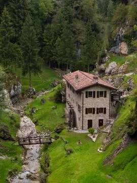 Old Mill in the valley Stock Photos