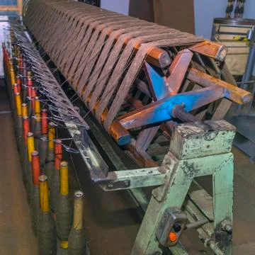 Old mill Wool production machine. Traditional woolen factory. Stock Photos