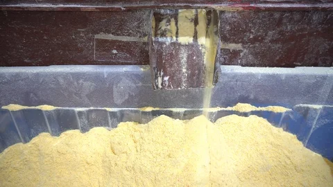 Old Millstone Grinds Corn Stock Footage 121878149