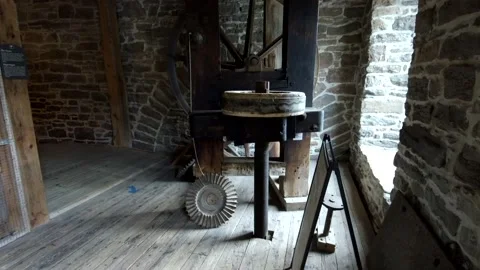 Old millstone in an old mill factory Stock Footage 135769830