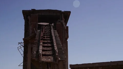 Old mine crumbling slide rust sardinia static carbonia Stock Footage 94720503