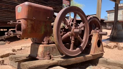 Old Mine Equimpent at Goldfield Ghost Town Apache Junction Arizona Stock Footage 132887050