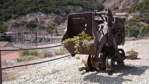 Old mine scraper rust equipment static Stock Footage