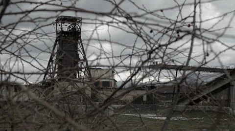 Old mining complex pan left Stock Footage 24713166