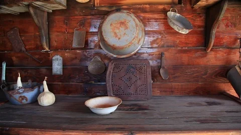 Old Mining Kitchen 2 Stock Footage 78201009