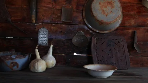 Old Mining Kitchen Stock Footage 78201006