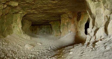 Old mining mine in the form of tunnels inside the mountain. Stock Footage 127084269