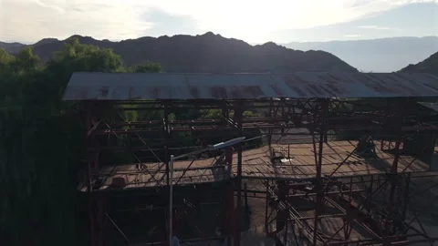 Old mining structure and machinery at Estación 1 Cable Carril, Chilecito, La Stock Footage 321736240