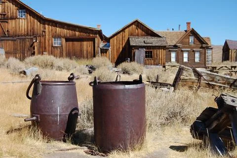Old Mining Town; Two barrels Foto stock