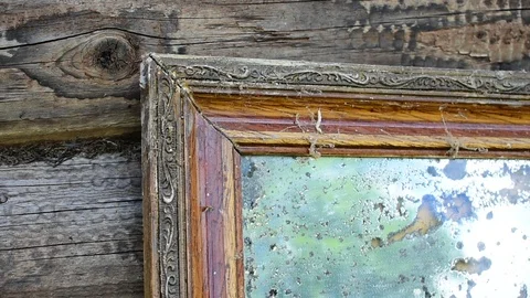 Old mirror in the frame, detail Stock Footage 117112519
