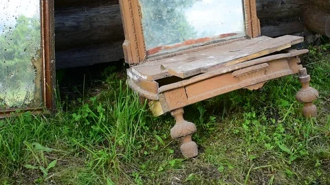 Old mirrors, stand in poor condition Stock Footage 117111975