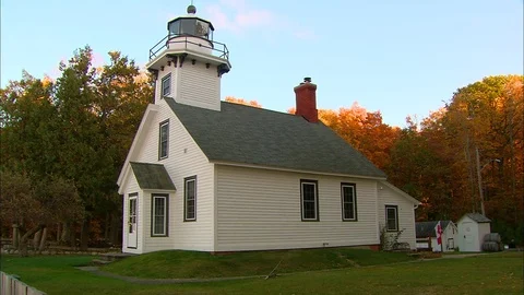 Old Mission Lighthouse circa 1870 Zoom Stock Footage 74473164
