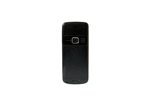 Old mobile phone back isolated white background Stock Photos