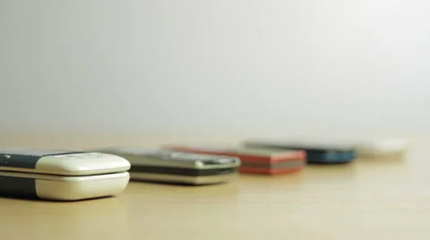 Old mobile phone handsets. Stock Footage 60913112