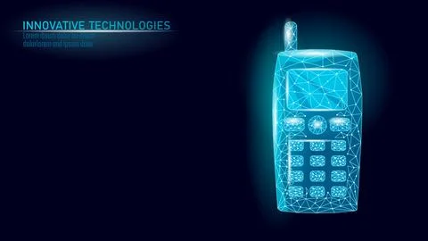 Old mobile phone illustration. Cellular telephone communication gadget polygonal Stock Illustration