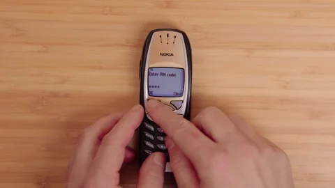 Old Mobile Phone Turning On, Nokia 6310 Video stock 295457704
