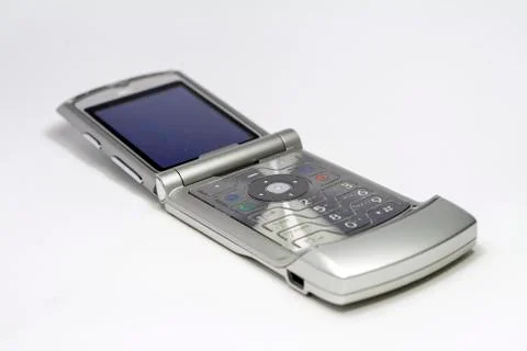 Old mobile phone on white background Foto stock