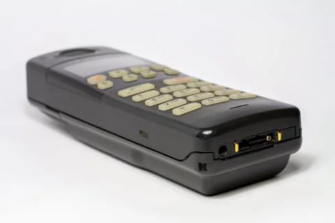 Old mobile phone on white background Foto stock