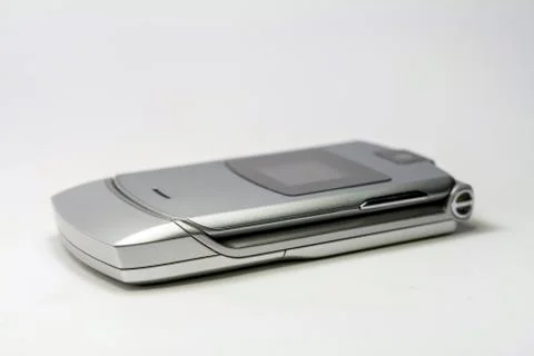 Old mobile phone on white background Foto stock