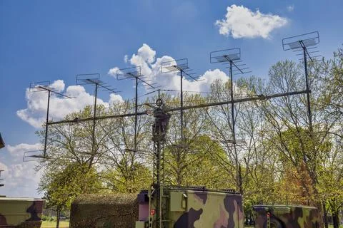 Old mobile Soviet radar P-12 Stock Photos