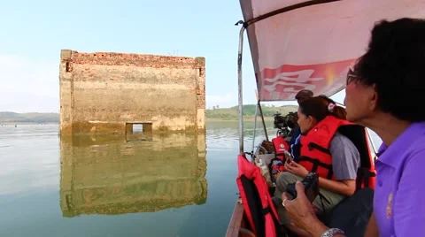 Old Mon temple ever underwater Stock Footage 48763576