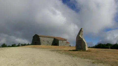 AN OLD MONASTERY WITH CLOUDS BEHIND MOVING FAST Stock Footage 96285773