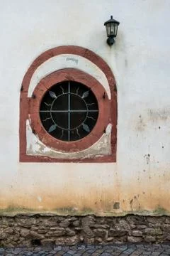 Old monastery window, Eberbach Abbey. Stock Photos