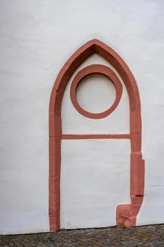 Old monastery window, Eberbach Abbey. Stock Photos