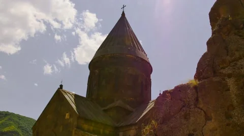 Old Monastry next to a Hill Stock Footage 53232652