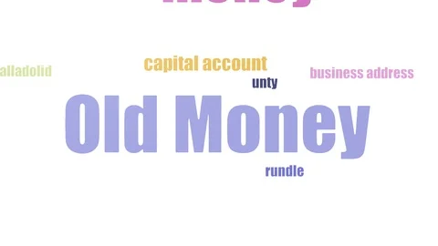 Old Money Word Cloud Animated Isolated On White Stock Footage 107243234