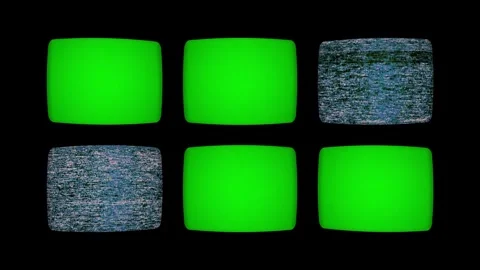 Old Monitors with green screens with CCTV cameras video footage Stock Footage 313160194