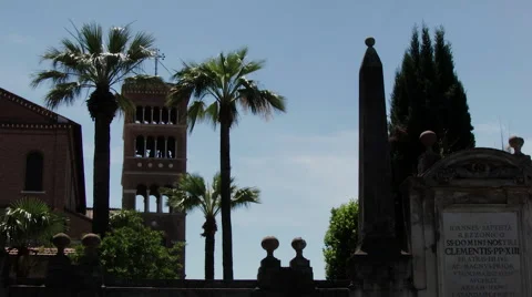Old montuments with palm trees in Rome, italy Video stock 68633543