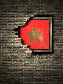 Old Morocco flag in brick wall Stock Illustration
