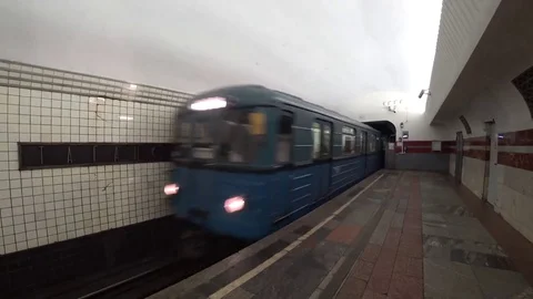 The old Moscow subway train Stock Footage 85455164
