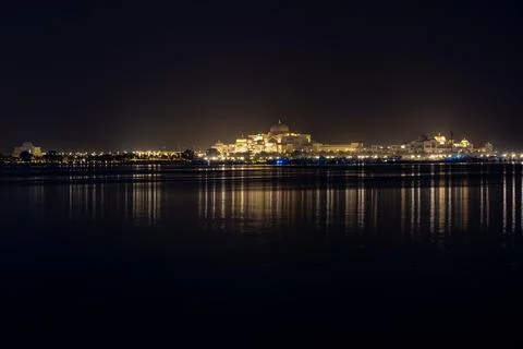 Old mosque in Abu Dhabi at night Stock Photos