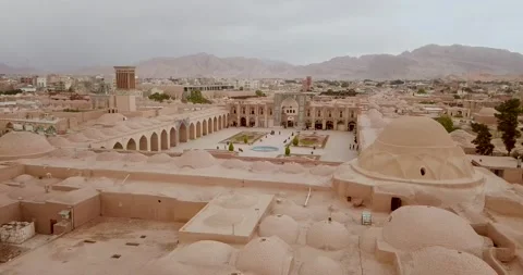 Old mosque dome in Kerman Old city in Iran and historical ventilation Stock Footage 137608819